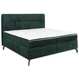 BOXSPRINGBETT 160/200 cm,  in Dunkelgrün, Topper, H2 + H2 = mittel  - Dunkelgrün/Schwarz, Design, Textil/Metall (160/200cm) - Esposa