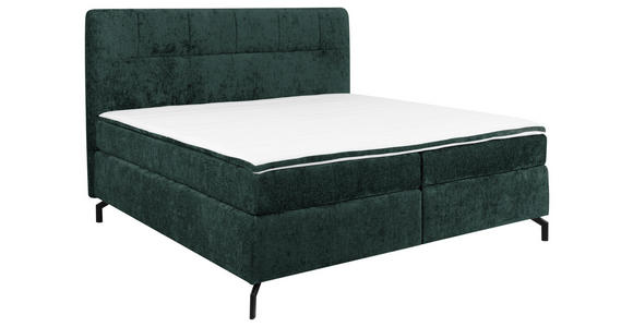 BOXSPRINGBETT 160/200 cm,  in Dunkelgrün, Topper, H2 + H2 = mittel  - Dunkelgrün/Schwarz, Design, Textil/Metall (160/200cm) - Esposa