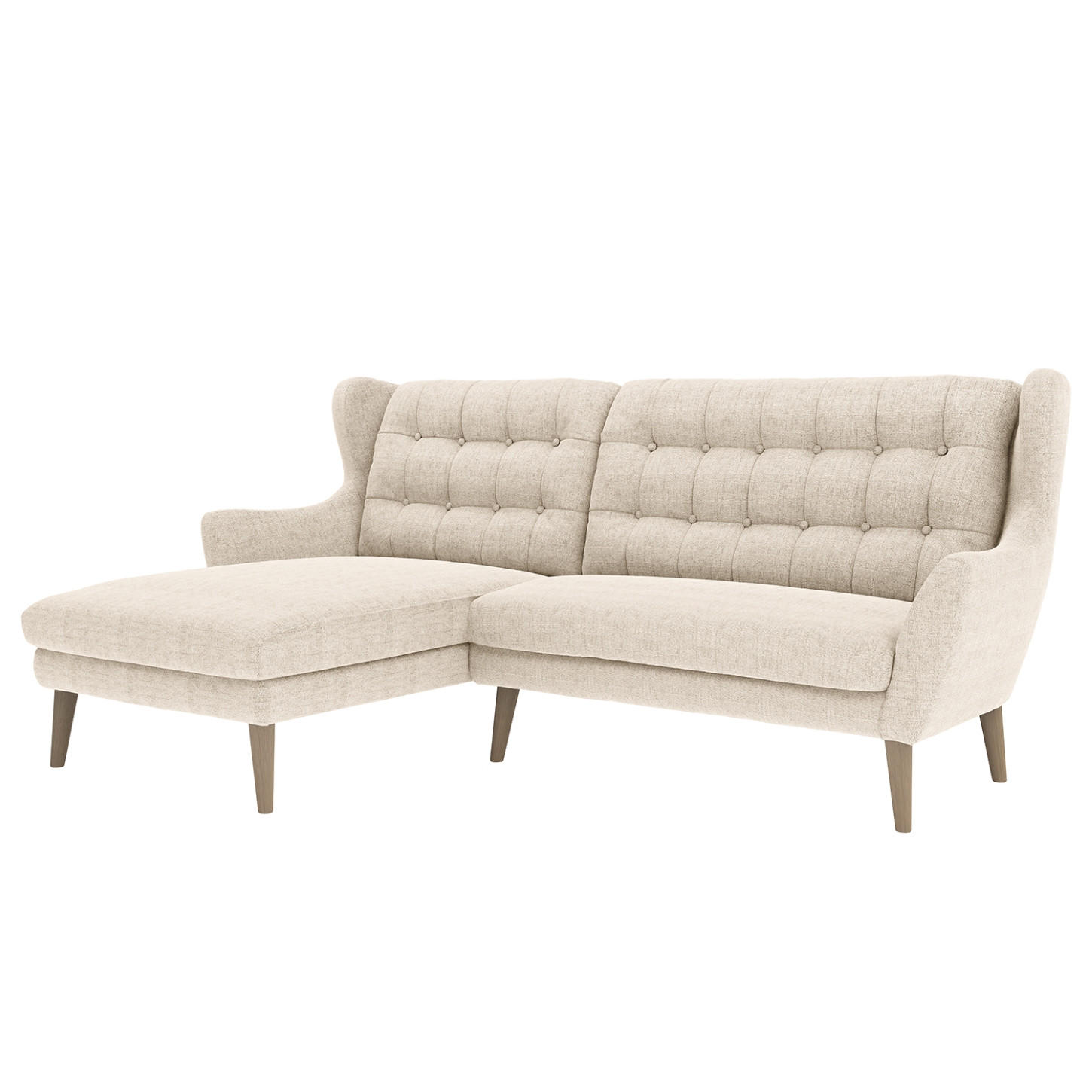 ECKSOFA in Webstoff Silberfarben  - Eichefarben/Silberfarben, Konventionell, Holz/Textil (250/107/173cm) - Trendmanufaktur