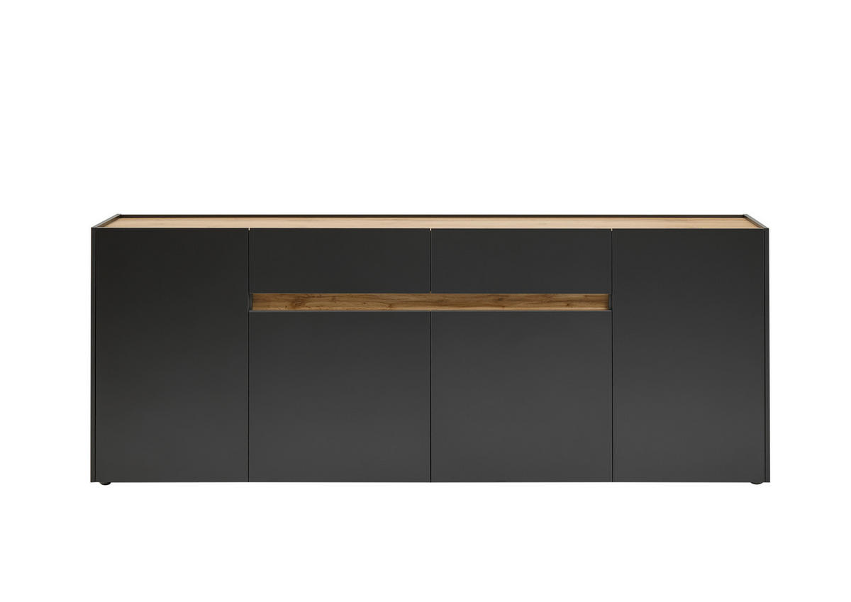 SIDEBOARD  223/86/40 cm 2 Schublade(n)  - Anthrazit/Eiche Wotan, Design, Holzwerkstoff/Kunststoff (223/86/40cm) - Modante