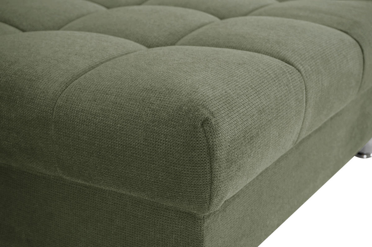 ECKSOFA in Flachgewebe, Mikrofaser Grün  - Chromfarben/Grün, Design, Kunststoff/Textil (312/198cm) - Livetastic