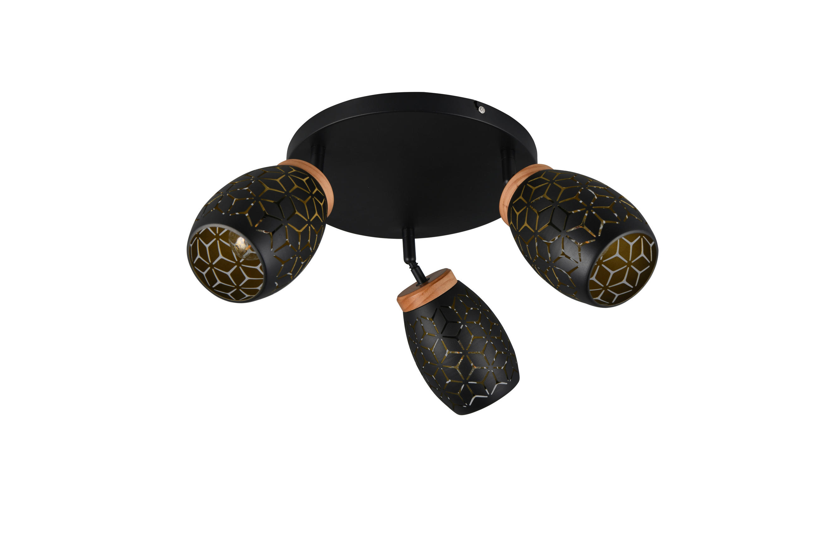 DECKENSTRAHLER 58/27 cm   - Goldfarben/Schwarz, Trend, Holz/Metall (58/27cm)