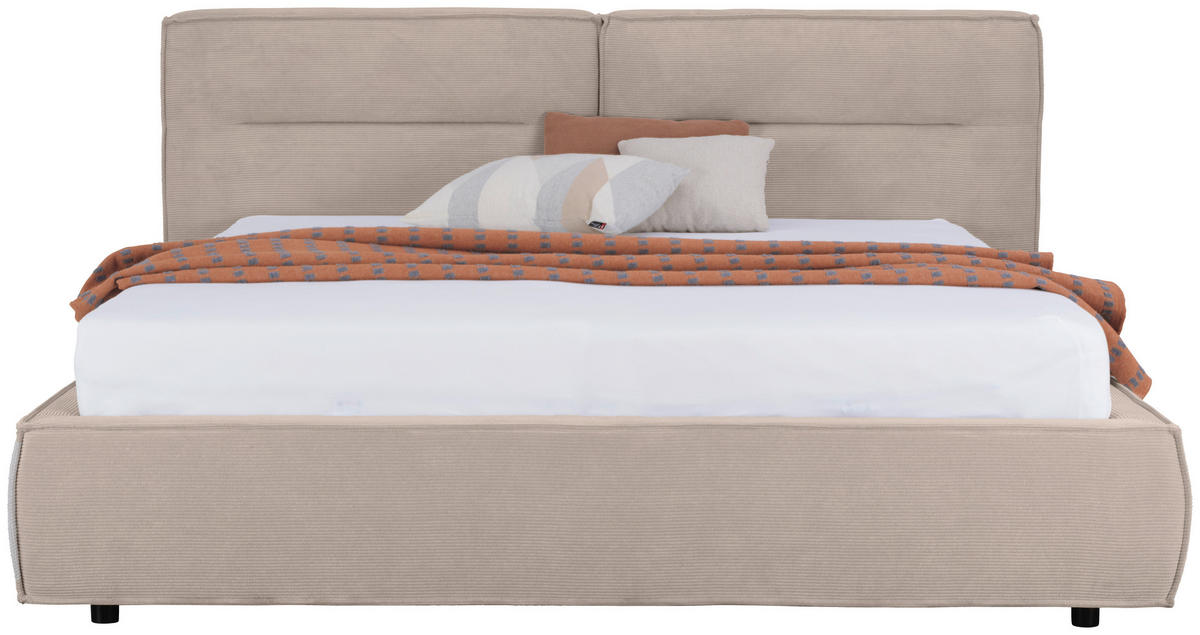 POLSTERBETT 200/200 cm  in Sandfarben  - Sandfarben/Schwarz, Design, Kunststoff/Textil (200/200cm) - Lomoco