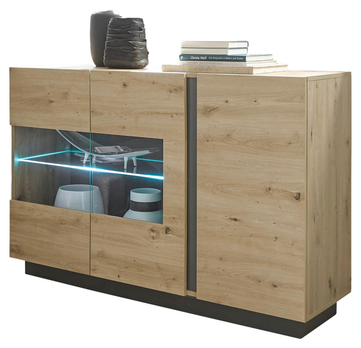 SIDEBOARD  in 138/91/40 cm  - Eiche Artisan/Grau, Design, Glas/Holzwerkstoff (138/91/40cm) - MID.YOU