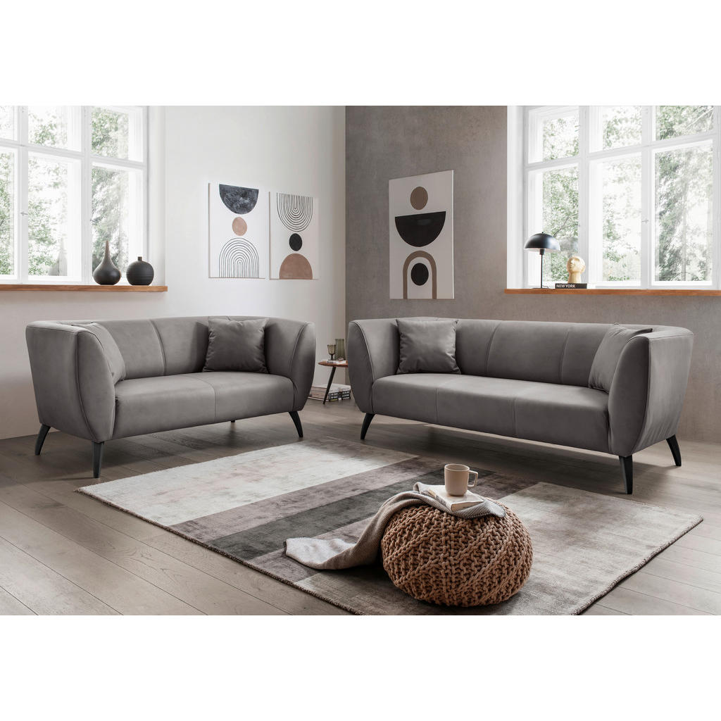 Thumbnail - Livetastic 3-Sitzer-Sofa, Anthrazit, Textil, Buche, Uni, Füllung: Schaumstoff, 208x83x88 cm, Made in EU, Rücken echt, Ar...