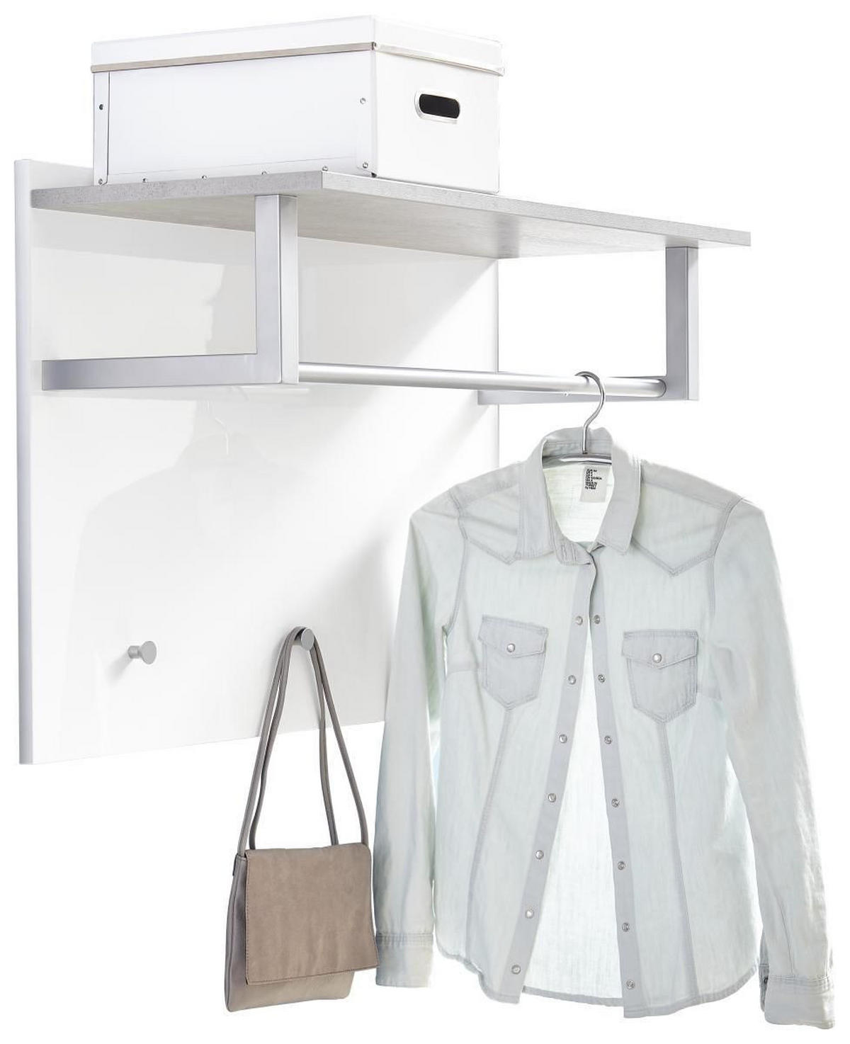 GARDEROBENPANEEL  in 90/60/35 cm  - Weiß/Grau, Design, Holzwerkstoff/Metall (90/60/35cm) - Carryhome