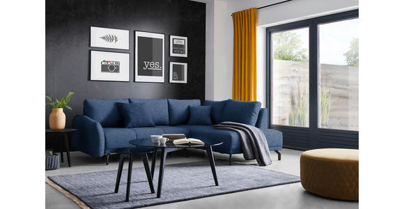 ECKSOFA  in Webstoff Dunkelblau  250/191 cm  - Schwarz/Dunkelblau, Design, Textil/Metall (250/191cm) - Carryhome