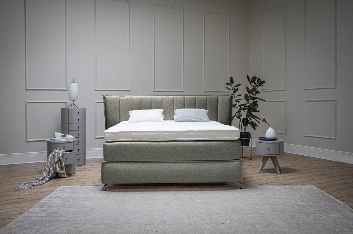 BOXSPRINGBETT 180/200 cm  in Beige  - Beige/Schwarz, Konventionell, Holz/Textil (180/200cm) - Sjöholm