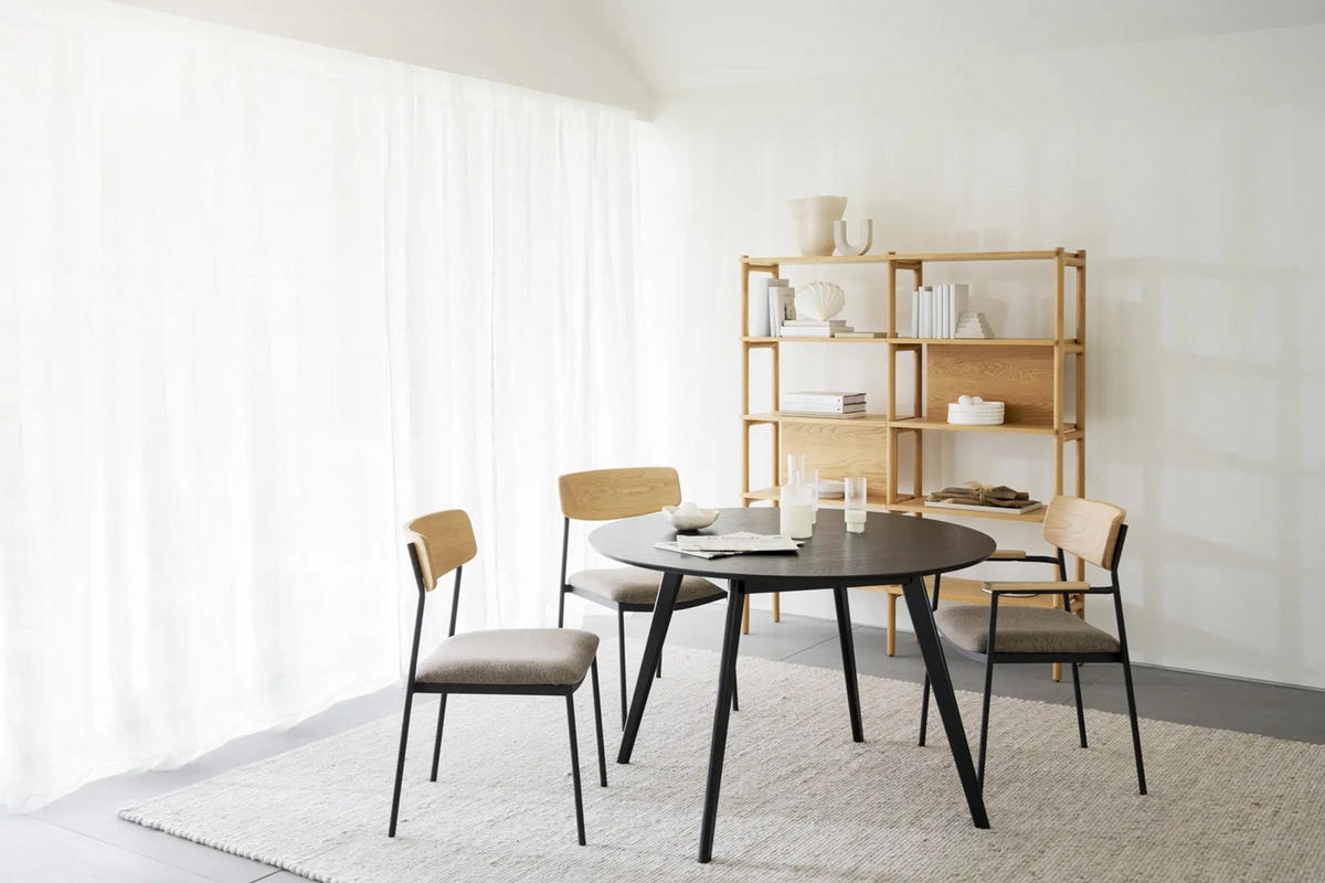 STOL  stapelbar   - beige/svart, Klassisk, metall/trä (50/83/53cm) - Rowico