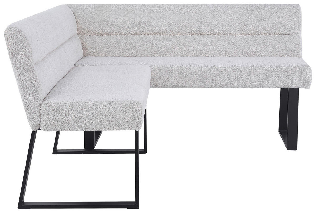 ECKBANK 190/150 cm Leinenoptik Beige   - Beige/Schwarz, KONVENTIONELL, Textil/Metall (190/150cm) - MID.YOU