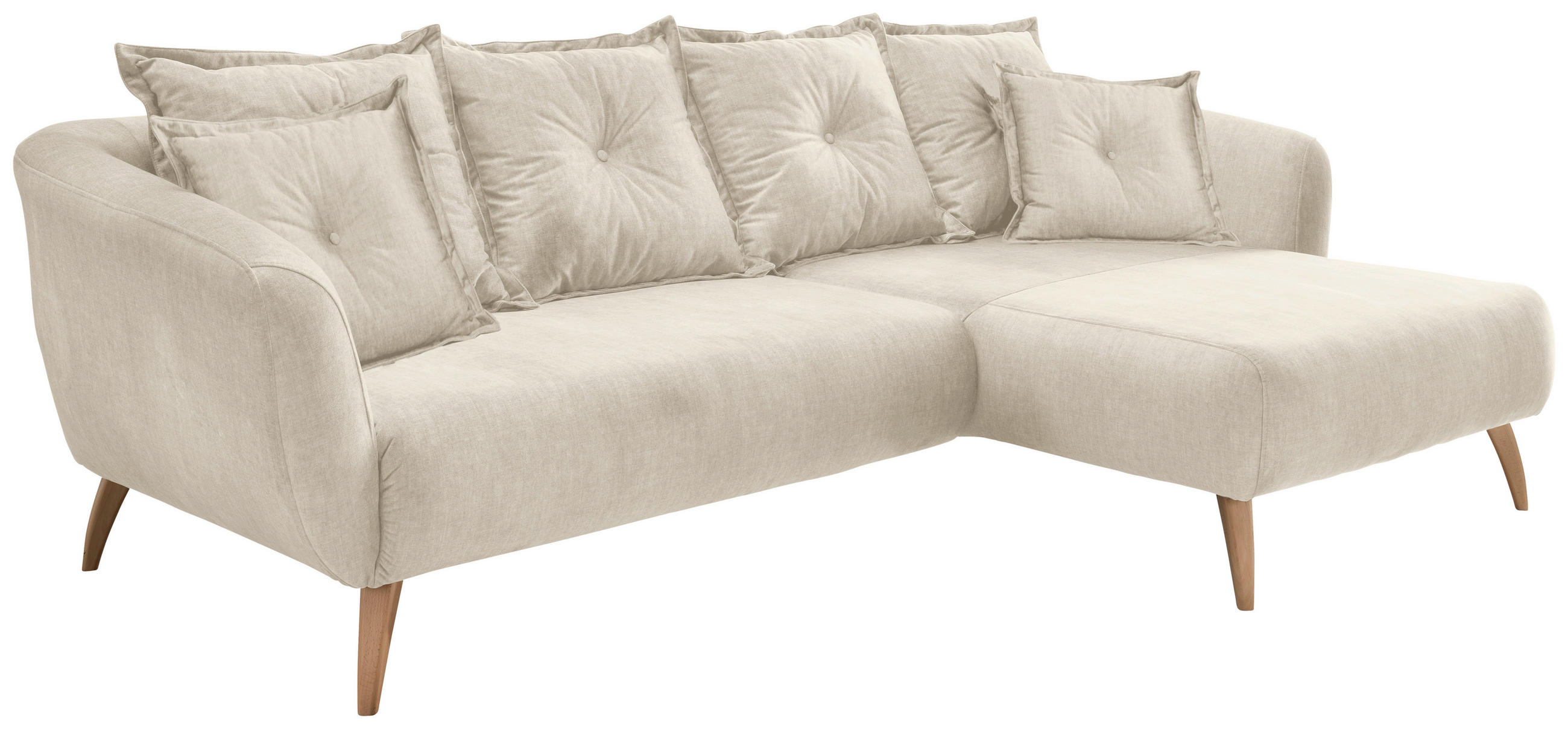 ECKSOFA  in Velours Beige  277/162 cm  - Beige/Buchefarben, MODERN, Holz/Textil (277/162cm) - Livetastic