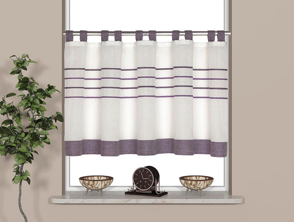 XXXLutz Kurzgardine Weiß, Violett, Brombeere 140x50 cm