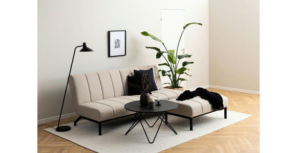 HOCKER in Textil Beige - Beige/Schwarz, KONVENTIONELL, Textil/Metall (100/41/61cm) - Carryhome