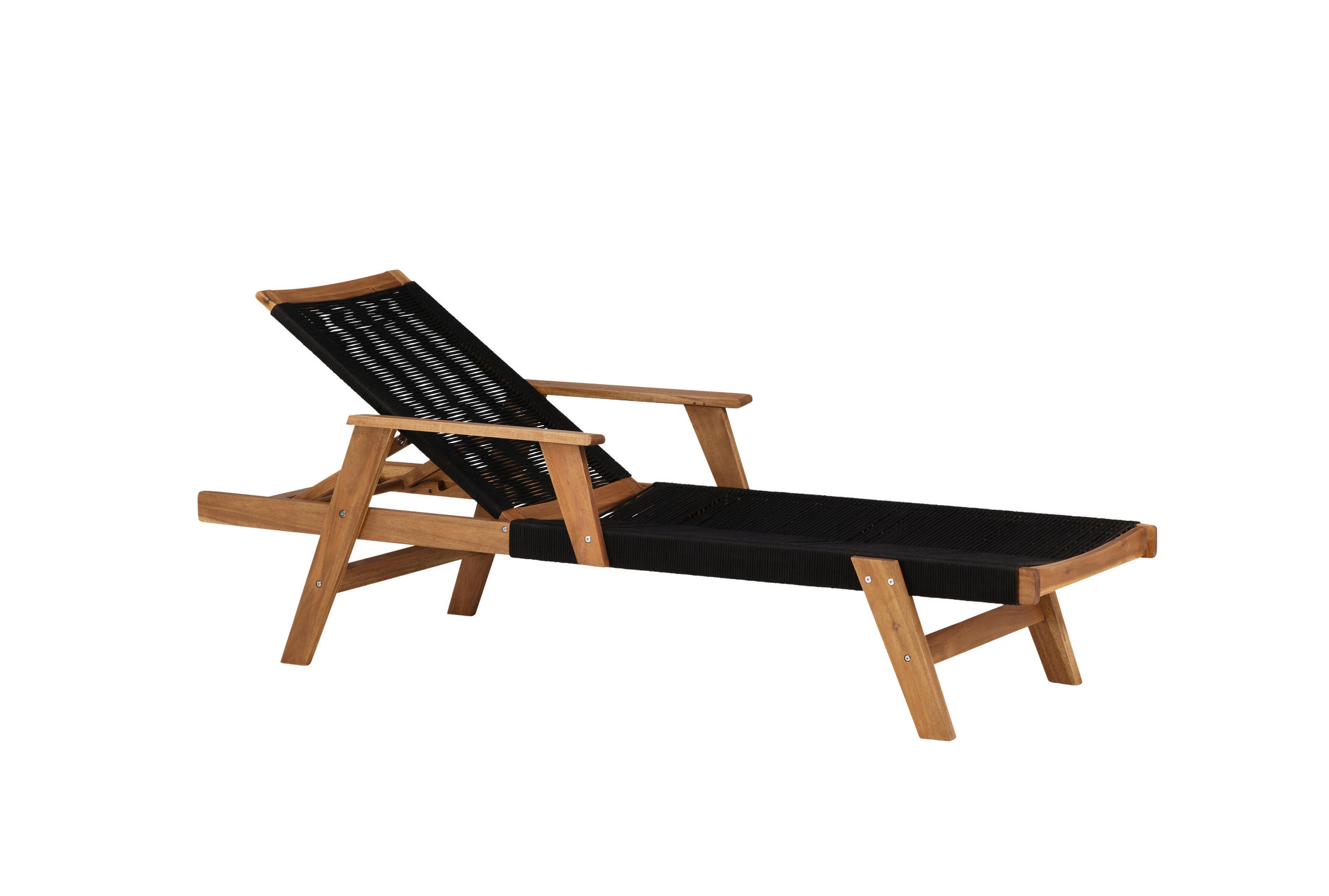 SONNENLIEGE 73/35/200 cm Akazie  - Schwarz/Akaziefarben, KONVENTIONELL, Holz (73/35/200cm) - Gardenson