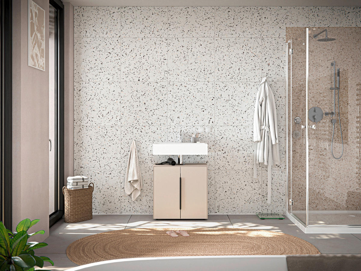 WASCHBECKENUNTERSCHRANK 60/60/33 cm  - Kaschmir/Schwarz, Design, Holzwerkstoff/Kunststoff (60/60/33cm) - home24