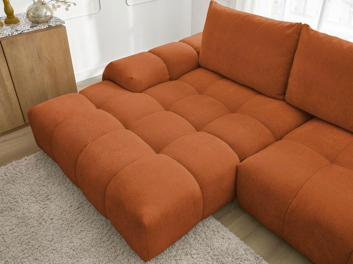ECKSCHLAFSOFA EVEREST  mit Rücken echt, Armteil links, Armteil rechts Struktur Orange  - Schwarz/Orange, MODERN, Kunststoff/Textil (180/318cm) - Livetastic