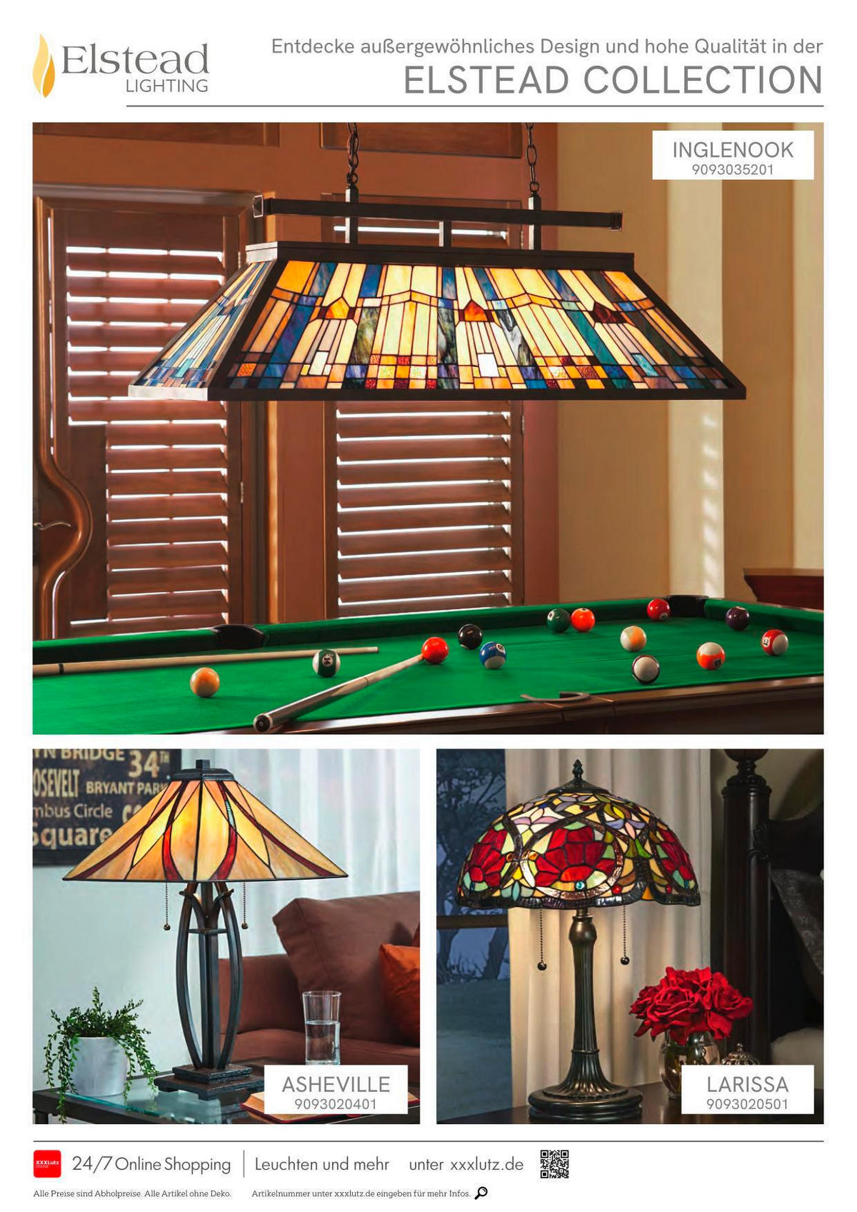 HÄNGELEUCHTE 120.7/54.6/40.6 cm  - Bronzefarben, Natur, Glas/Metall (120.7/54.6/40.6cm) - Elstead Lighting