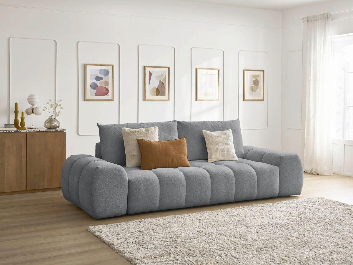 SCHLAFSOFA Flachgewebe Dunkelgrau  - Dunkelgrau/Schwarz, MODERN, Kunststoff/Textil (278/115/90cm) - Livetastic