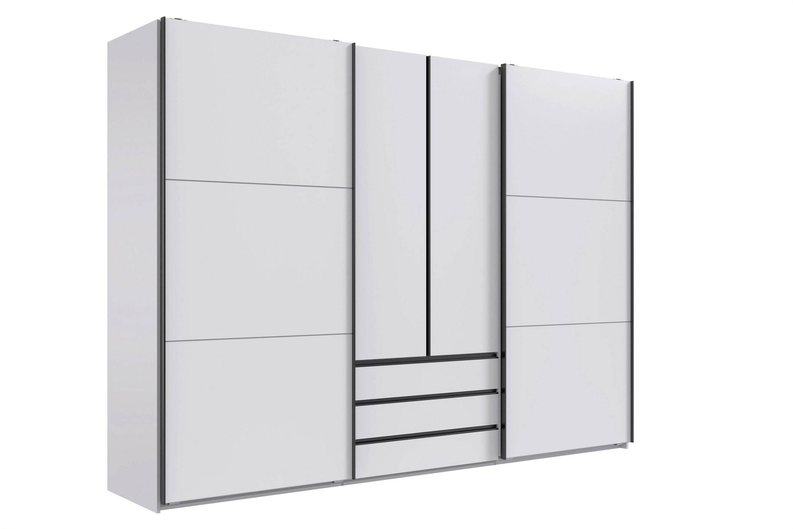 SCHWEBETÜRENSCHRANK  in Weiß  - Schwarz/Weiß, MODERN, Holzwerkstoff/Metall (300/216/65cm) - P & B
