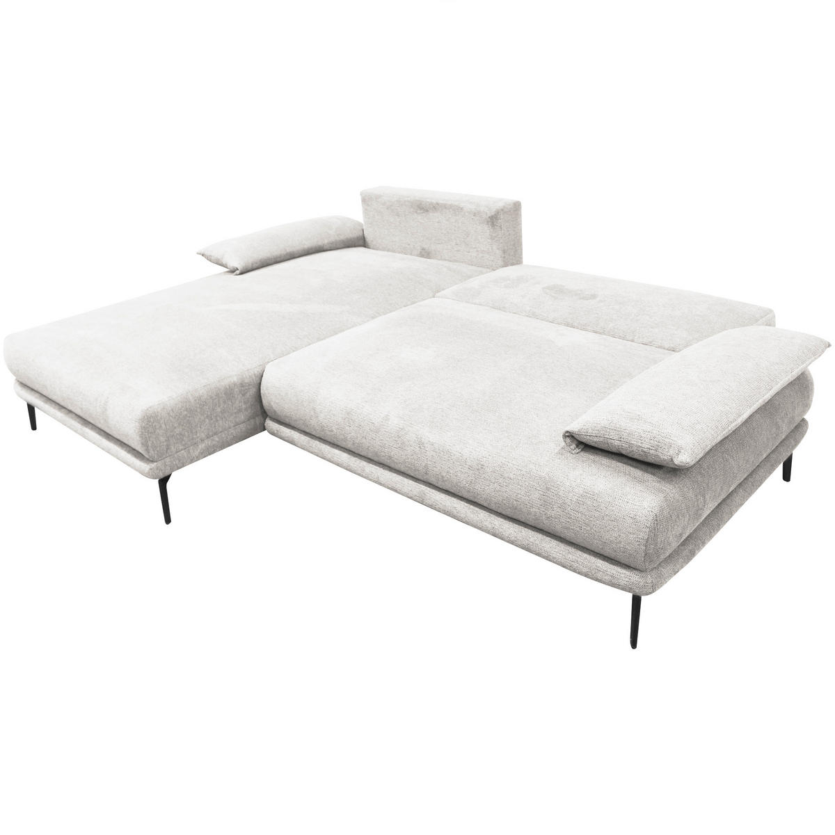 ECKSOFA in Webstoff Weiß  192/260 cm  - Schwarz/Weiß, Design, Textil/Metall (192/260cm) - MID.YOU