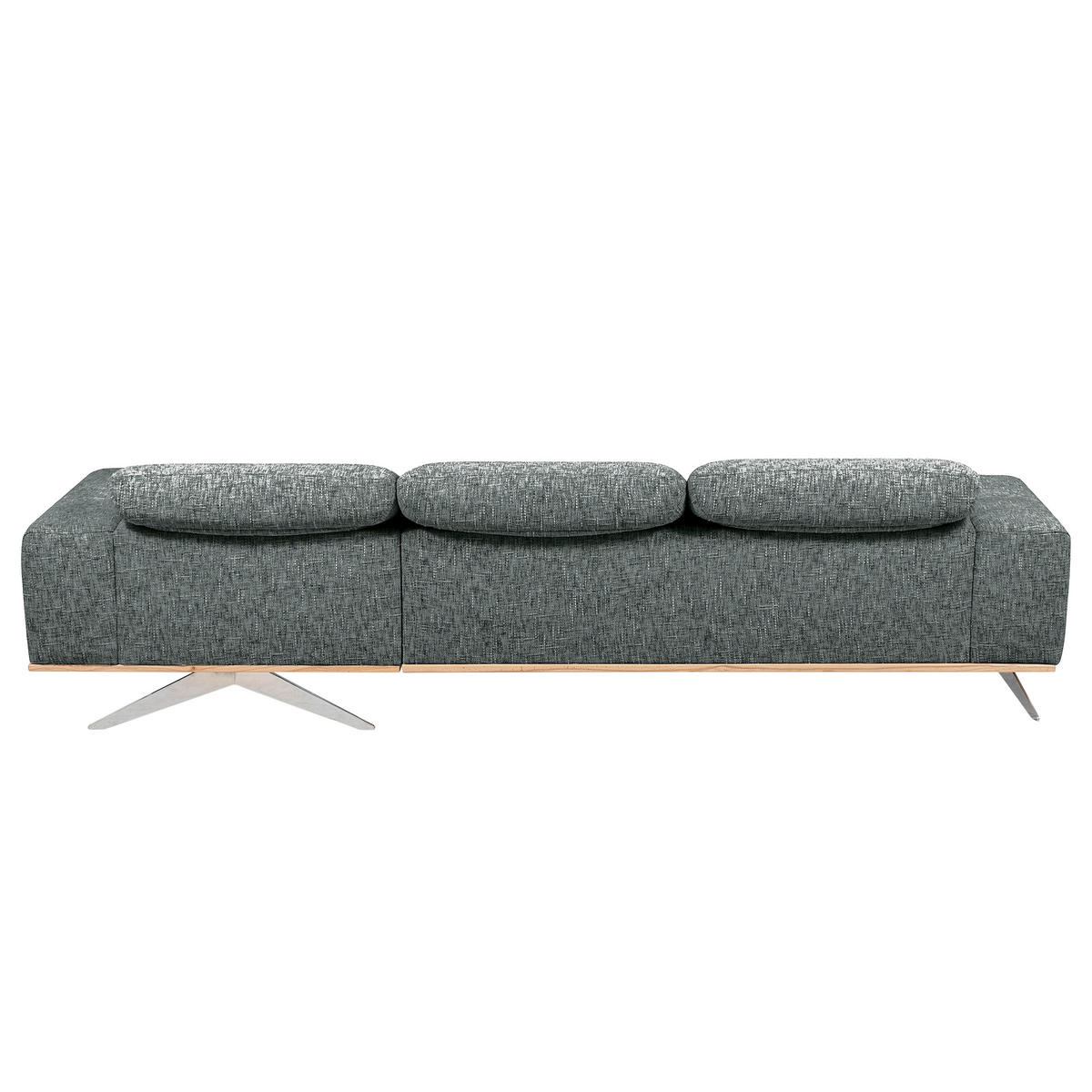 ECKSOFA PORTLAND Anthrazit Struktur Kopfteilverstellung  - Chromfarben/Anthrazit, Design, Holz/Textil (295/187cm) - Livetastic