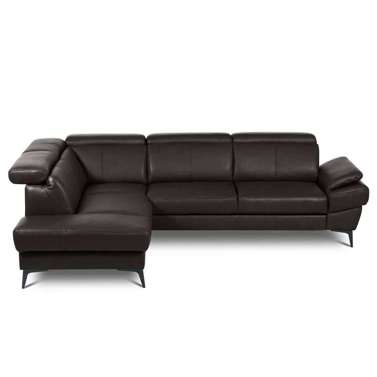 ECKSOFA  in Lederlook Echtleder Dunkelbraun  - Dunkelbraun/Schwarz, Design, Leder/Textil (211/264cm) - Livetastic