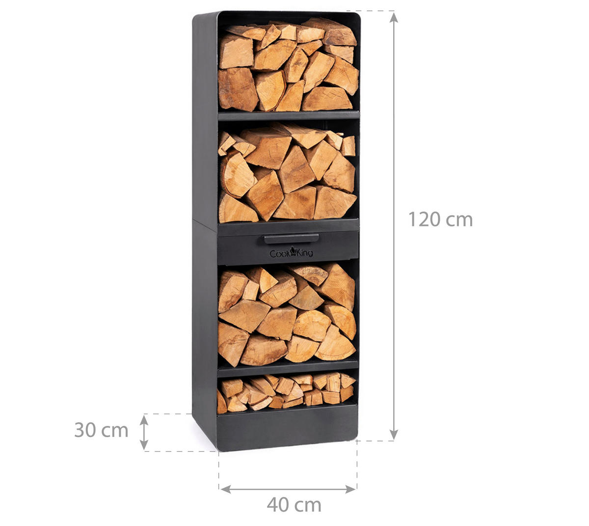 KAMINHOLZREGAL 40/120/30 cm  Metall  - Schwarz, Basics, Metall (40/120/30cm)