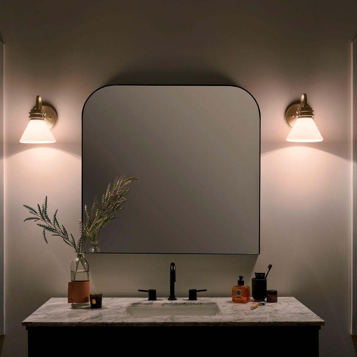 BADEZIMMER-WANDLEUCHTE Masthead   - Champagner/Schwarz, KONVENTIONELL, Glas/Metall (2,40/1,78/2,15cm) - Elstead Lighting