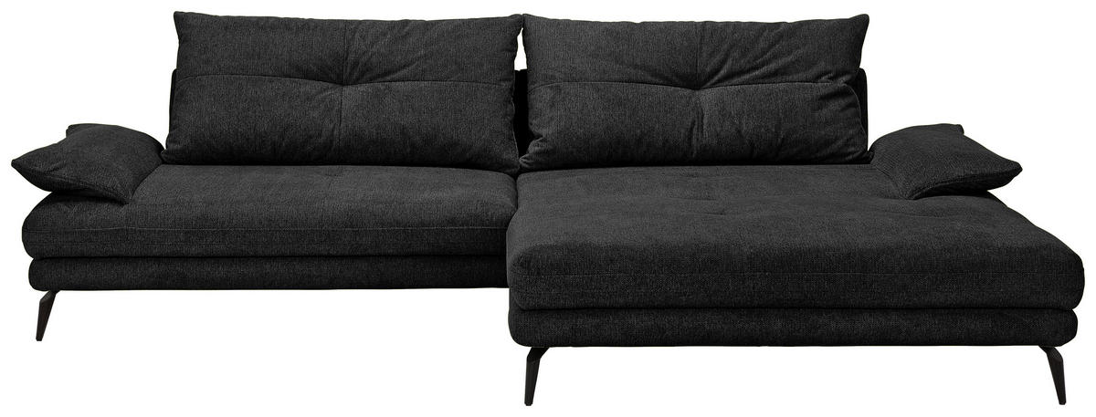 HÖRNSOFFA i flatväv svart  - svart, Klassisk, metall/textil (294/176cm) - MID.YOU