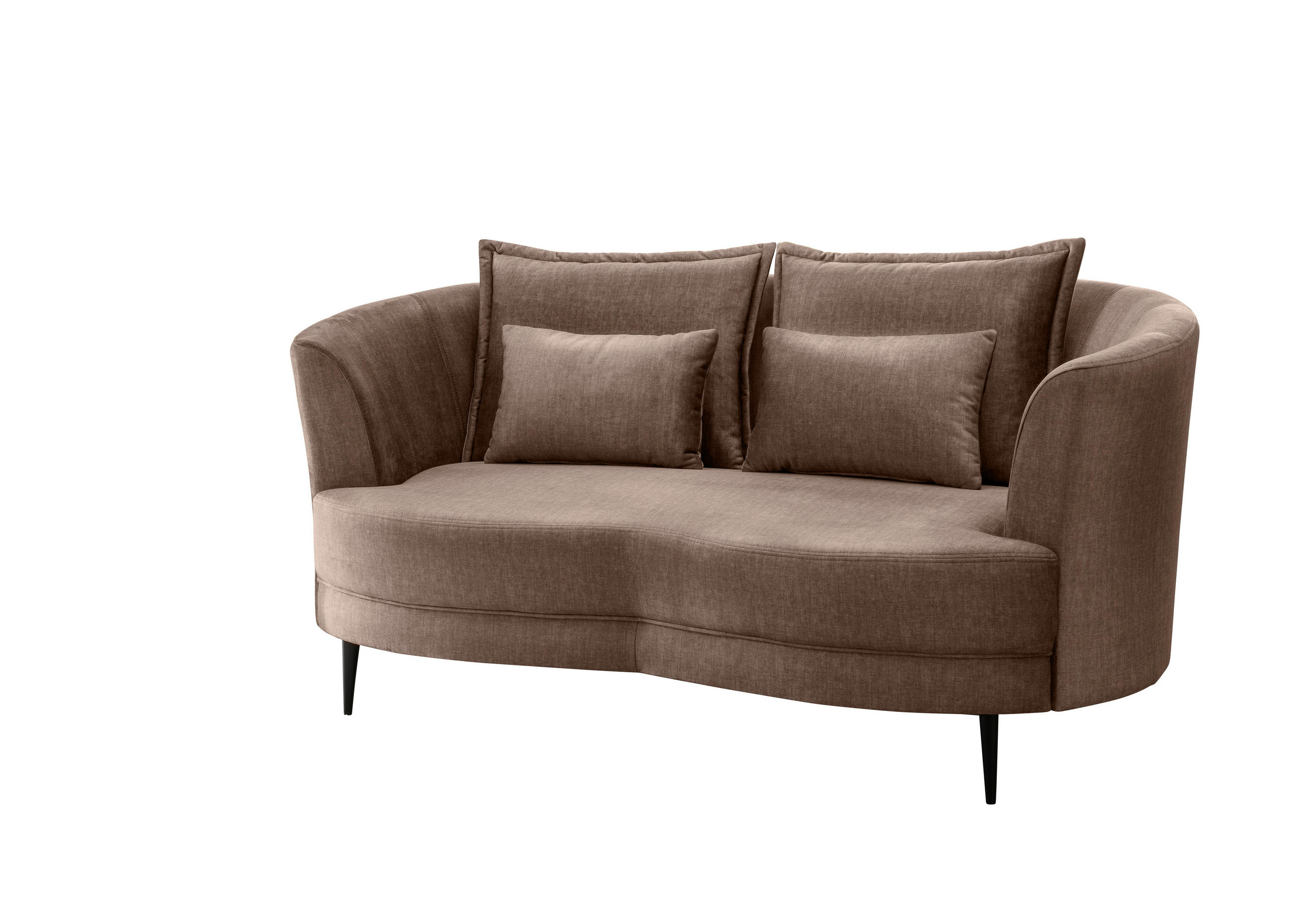 2-SITZER-SOFA Velours Hellbraun  - Hellbraun/Schwarz, MODERN, Textil/Metall (179/85/101cm) - Livetastic