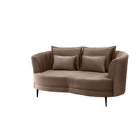 2-SITZER-SOFA in Velours Hellbraun  - Hellbraun/Schwarz, Modern, Textil/Metall (179/85/101cm) - Livetastic