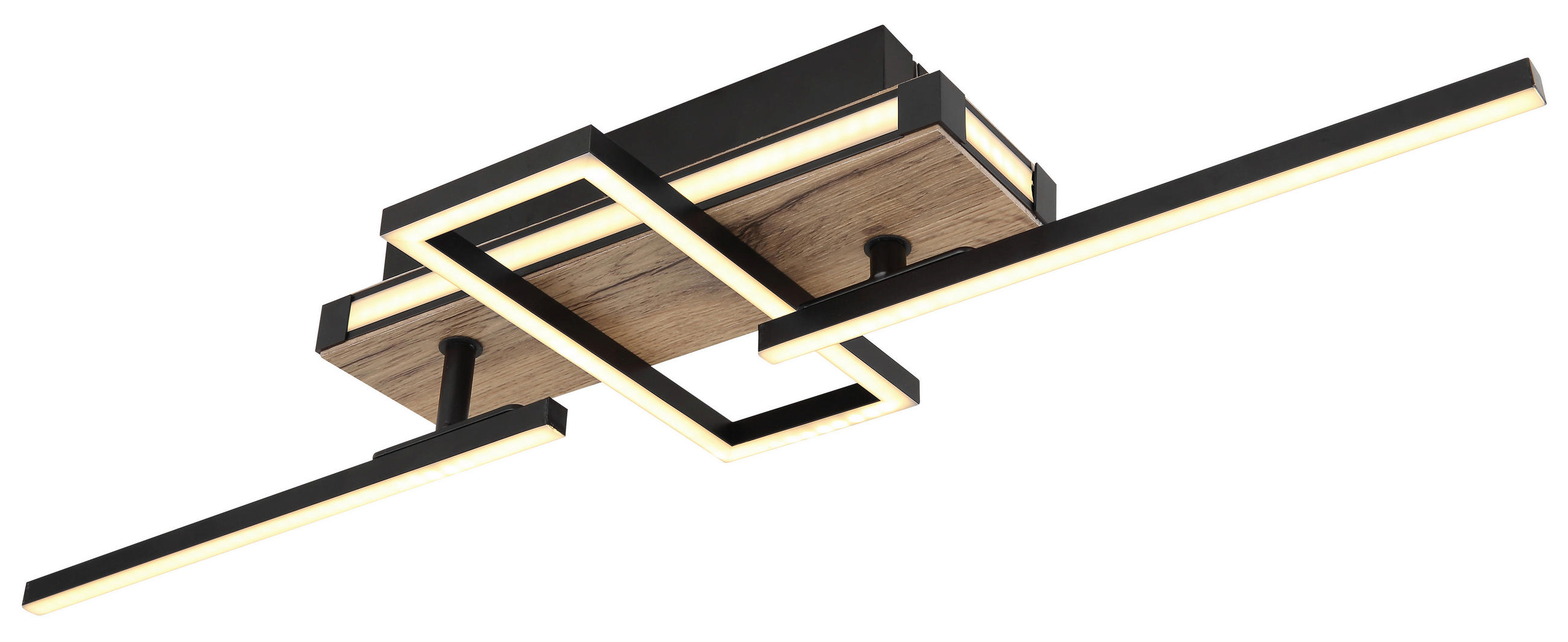 LED-DECKENLEUCHTE 30 W    68/46/12 cm  - Dunkelbraun/Opal, Design, Holzwerkstoff/Kunststoff (68/46/12cm) - Globo