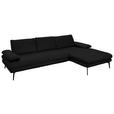 ECKSOFA in Echtleder Schwarz  310/180 cm  - Schwarz, Design, Leder/Metall (310/180cm) - Dieter Knoll