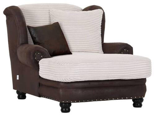 CHESTERFIELD-SESSEL Cord, Flachgewebe Braun, Creme  - Dunkelbraun/Creme, ROMANTIK / LANDHAUS, Textil (125/100/140cm) - Landscape