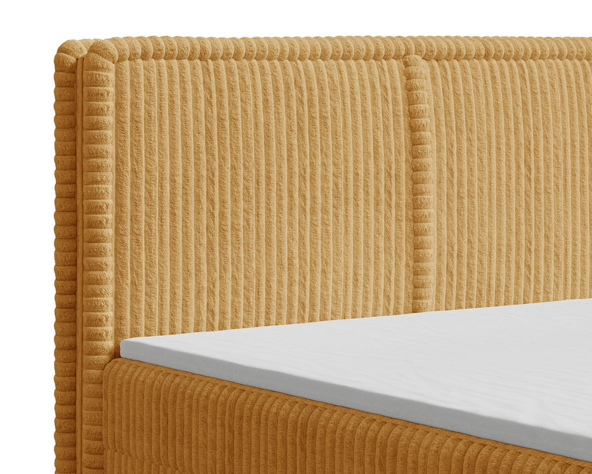 BOXBETT 160/200 cm,  in Currygelb, Bettkasten, Topper, H2 + H3 = mittel + fest  - Currygelb/Schwarz, MODERN, Holz/Kunststoff (160/200cm) - MID.YOU