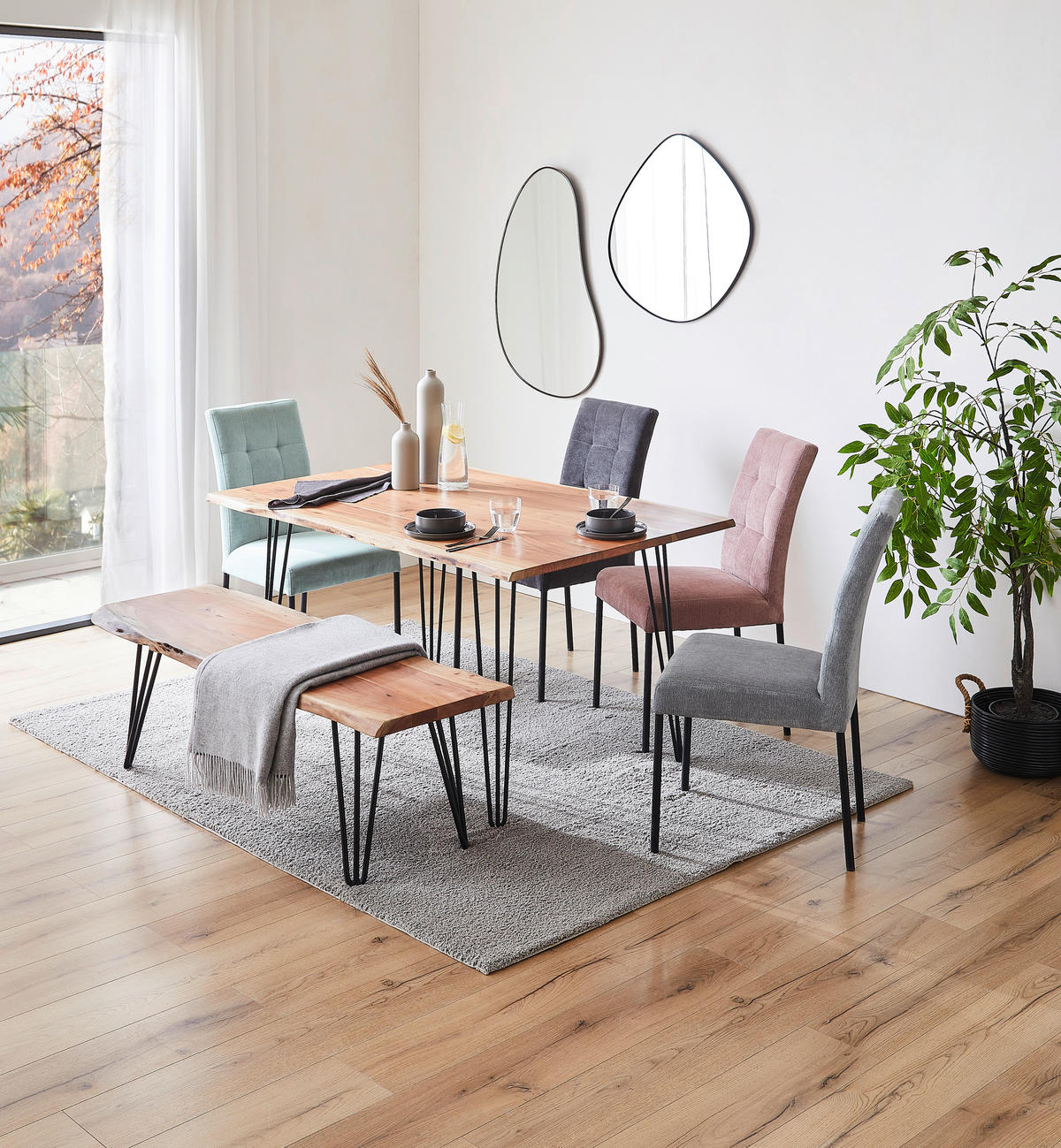 MATBORD i trä, metall 140/90/76 cm   - svart/akaciefärgad, Design, metall/trä (140/90/76cm) - Landscape