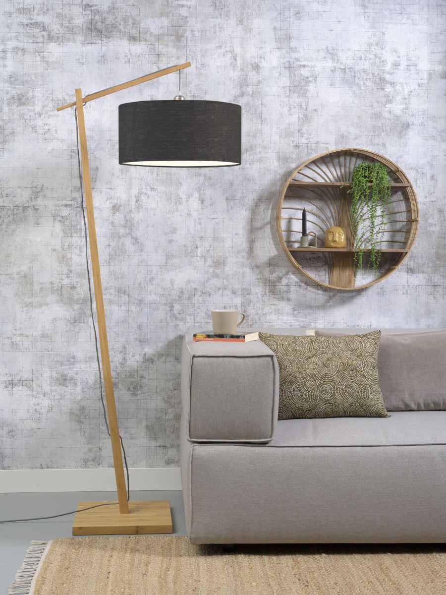 GOLVLAMPA Andes 70/176 cm    - mörkgrå/naturfärgad, Design, trä/textil (70/176cm) - Good & Mojo