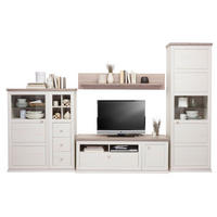 WOHNWAND  in Grau, Weiß  330/209,2/50,1 cm  - Weiß/Grau, LIFESTYLE, Glas/Holzwerkstoff (330/209,2/50,1cm) - Hom`in