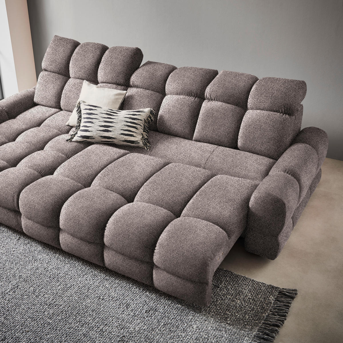 HÖRNSOFFA i velour gråbrun  - gråbrun/svart, Design, textil/plast (178/283cm) - Welnova