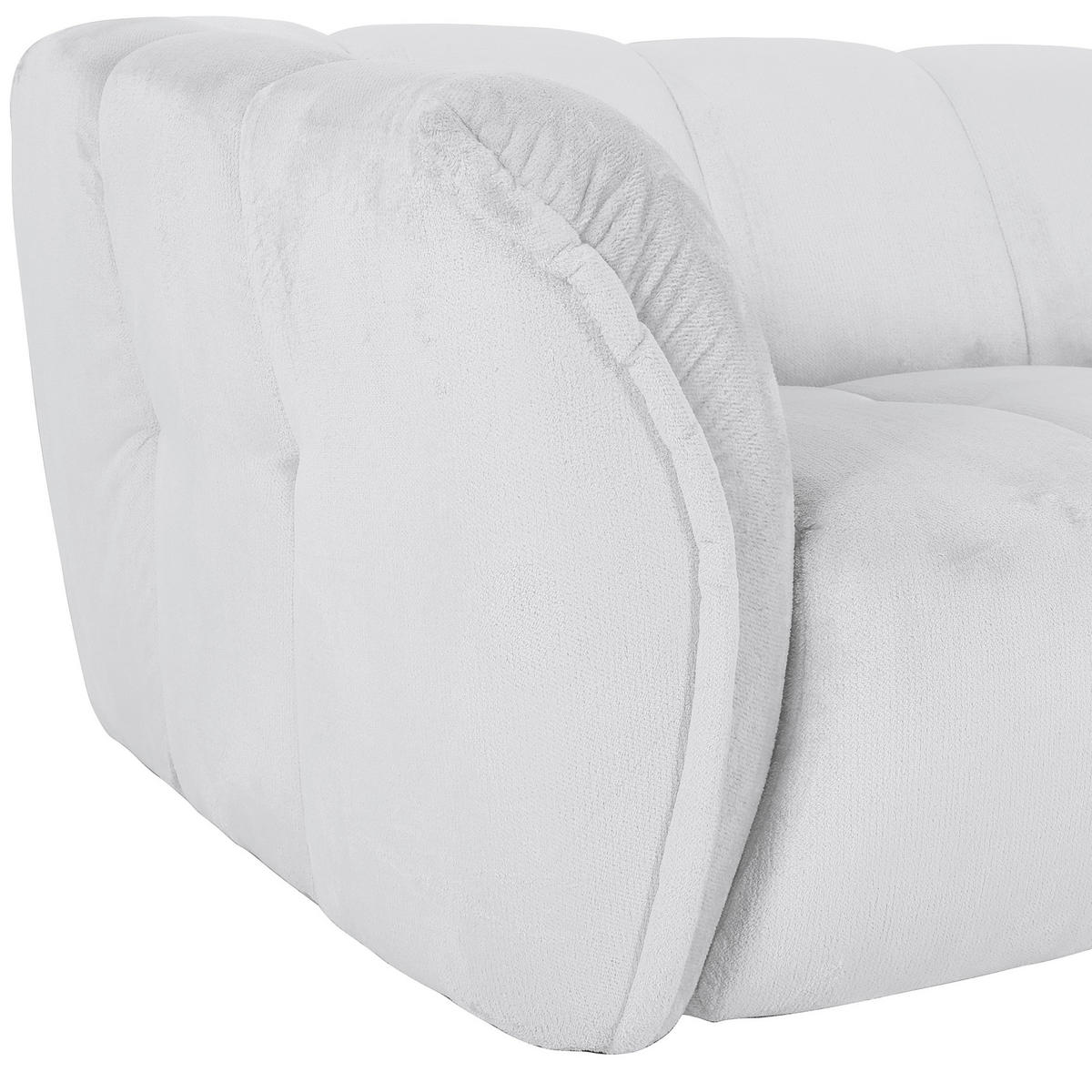 BIGSOFA Plüsch Weiss  - Weiss/Schwarz, Konventionell, Kunststoff/Textil (220/67/106cm) - MID.YOU