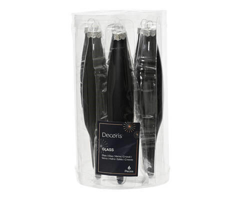 CHRISTBAUMKUGEL-SET 6-teilig  - Schwarz, KONVENTIONELL, Glas (8,00/8,00/8,00cm)
