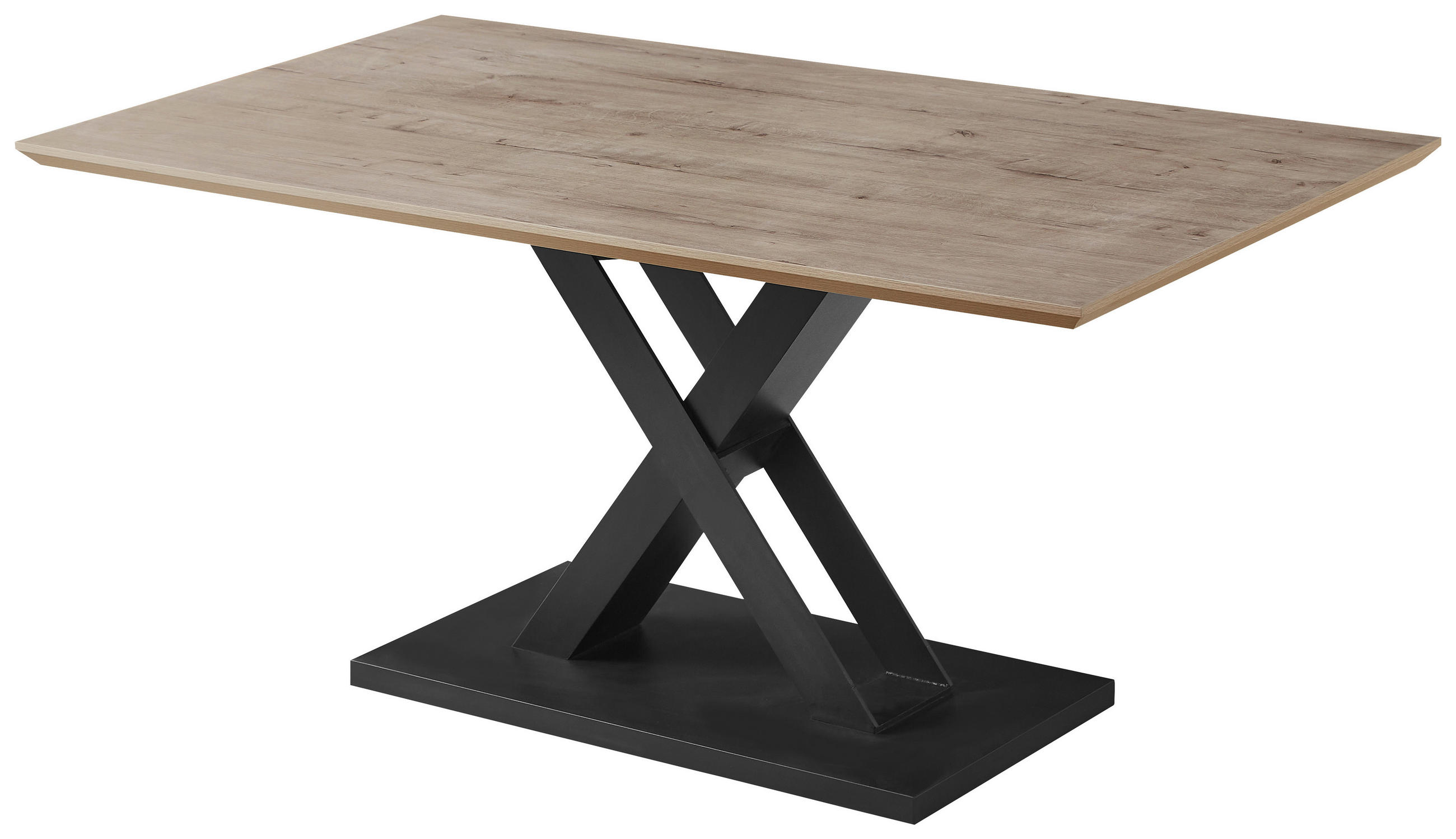 JEDILNA MIZA, črna, barve hrasta  - črna/barve hrasta, Moderno, kovina/leseni material (160/76/90cm) - Ti'me