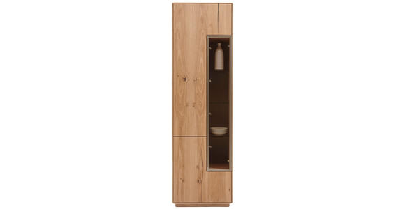 VITRINE in massiv Wildeiche Eichefarben - Eichefarben, Design, Glas/Holz (59/198,5/36cm) - Valnatura