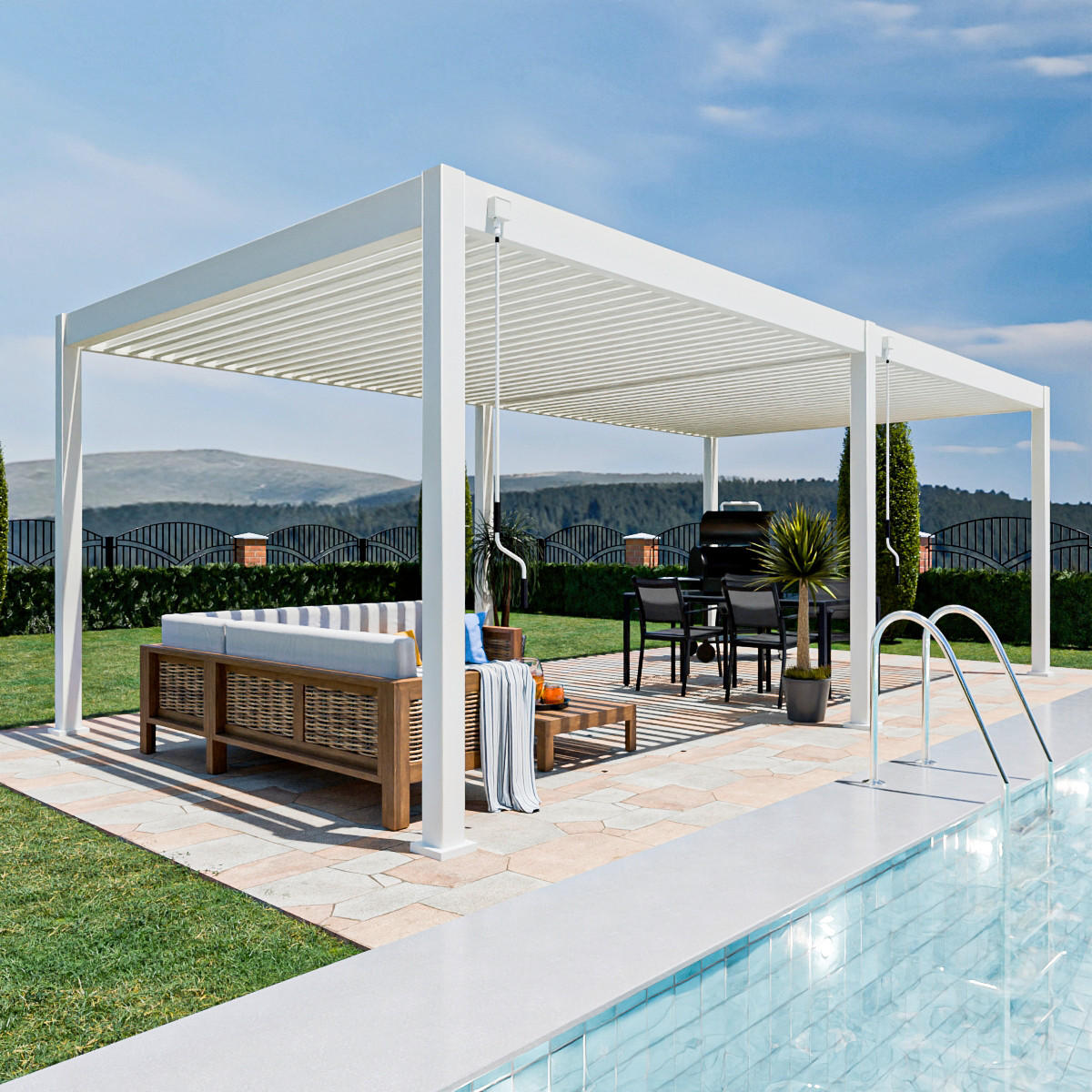 PERGOLA 360/255/720 cm   - Weiß Hochglanz, Basics, Metall (360/255/720cm) - Gardenson