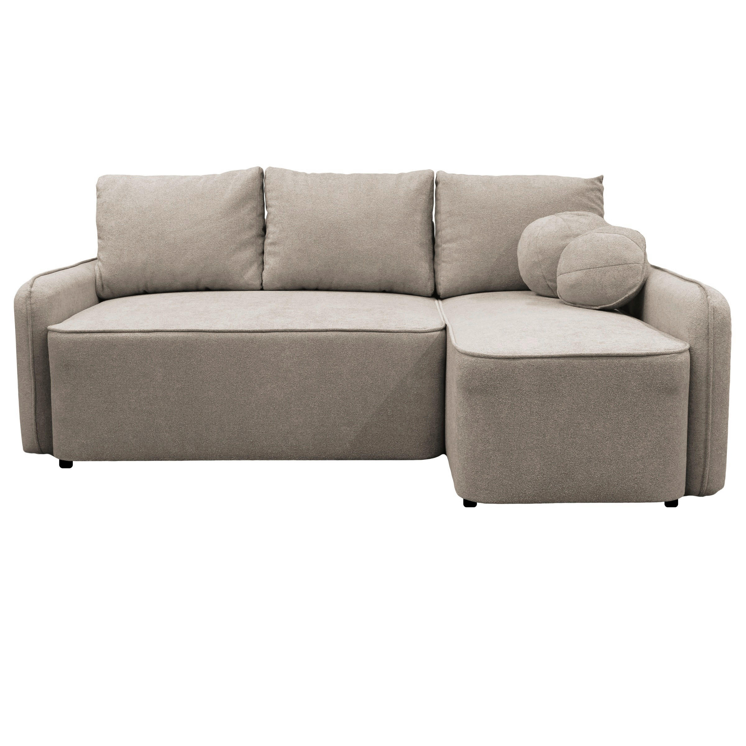 ECKSOFA Taupe Struktur, Bouclé  - Taupe/Schwarz, Design, Kunststoff/Textil (209/143cm) - MID.YOU