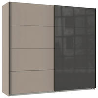 SCHWEBETÜRENSCHRANK in Graphitfarben, Schwarz, Sahara  - Schwarz/Graphitfarben, Design, Glas/Holzwerkstoff (225/208/65cm) - Carryhome