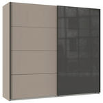 SCHWEBETÜRENSCHRANK 225/208/65 cm 2-türig Graphitfarben, Schwarz, Sahara  - Schwarz/Graphitfarben, Design, Glas/Holzwerkstoff (225/208/65cm) - Carryhome