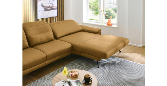 ECKSOFA in Echtleder Currygelb  - Currygelb/Schwarz, Design, Leder/Metall (332/193cm) - Dieter Knoll