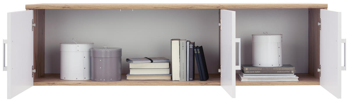 AUFSATZSCHRANK 157/43/54 cm   - Weiss/Silberfarben, Konventionell, Holzwerkstoff/Kunststoff (157/43/54cm) - Xora