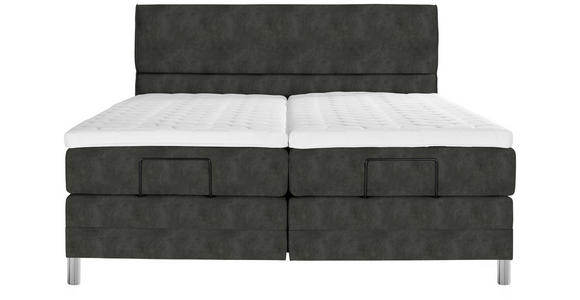 BOXSPRINGBETT 180/200 cm  in Dunkelgrau, Dunkelbraun  - Chromfarben/Dunkelgrau, KONVENTIONELL, Kunststoff/Textil (180/200cm) - Voleo